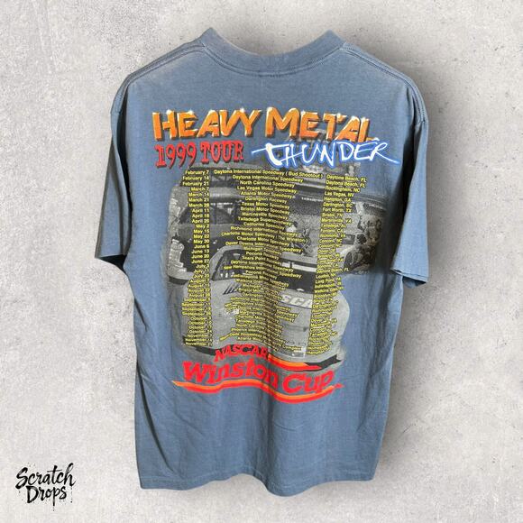 Vintage 1998 NASCAR Winston Cup T-shirt Heavy Metal Thunder All Over Print Large - Picture 3 of 4